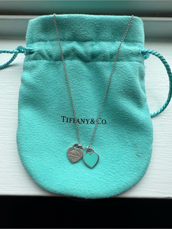 Tiffany & Co. Jewelry - Tiffany & Co. Silver Heart Tag Necklace with Tiffany Blue Enamel Heart